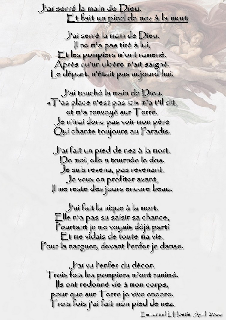 Depuis : J'ai serré la main de Dieu.
